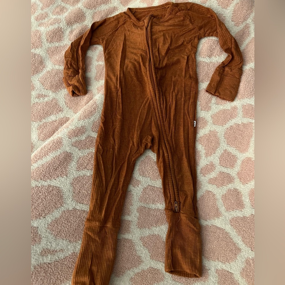 Little Sleepies Heather Spice Ribbed Zippy - 3-6 Months